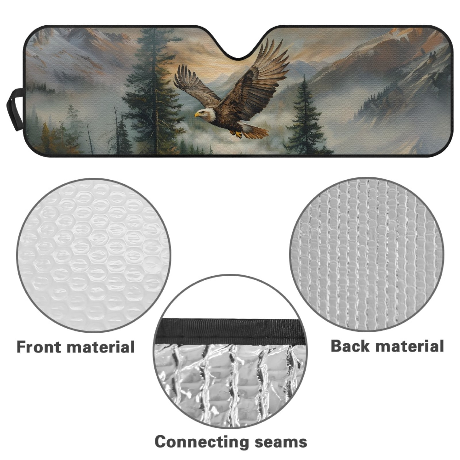 Jeiento Eagle Forest Windshield Sunshade for Wrangler TJ JK Windshield Sunshade Visor Mat for Jeep Wrangler TJ JK JKU 1996-2018 Sun Shade Screen Accessories