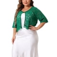 thumbnail image 4 of Agnes Orinda Women's Plus Size Sheer Floral Lace Open Front Shrug Elegant Cardigans 2X Green, 4 of 6