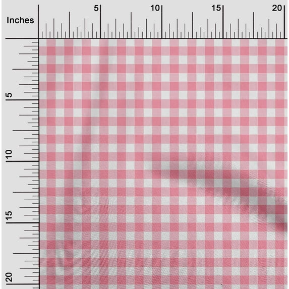oneOone Polyester Lycra Fabric Gingham Check Print Fabric BTY 56 Inch Wide