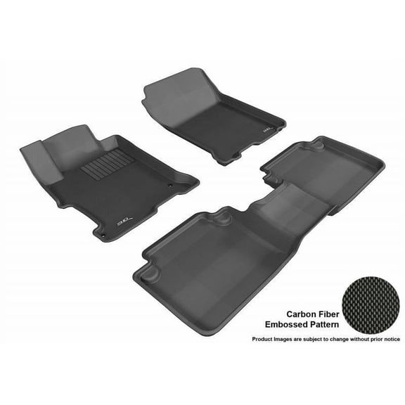 3D MAXpider 2013-2017 Fits Honda Accord 1st Row 2nd Row Kagu Carbon Fiber Embossed Pattern Black Floor Mat L1HD04801509