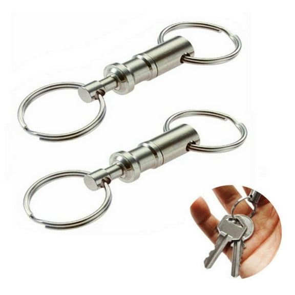 Kripyery 2 Pcs/Set Keyring Durable Portable Detachable Lightweight Practical Smooth Surface Sturdy Anti-deformed Stainless Outdoor Keychain for Climbing