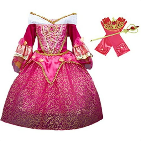 dreamhigh sleeping beauty princess aurora girls costume dress with cosplay accessorries size 9-10