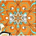 thumbnail image 1 of Metal Light Switch Plate Cover Orange Teal Flower Mandala Tile Pattern MDL015, 1 of 13