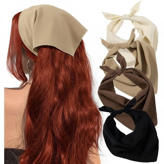 4PCS Boho Bandana Headbands for Women, Triangle Knotted Head Scarves