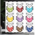 thumbnail image 4 of Ambesonne Cartoon Shower Curtain, Smiling Ladybugs Set, 69"Wx84"L, Multicolor, 4 of 5