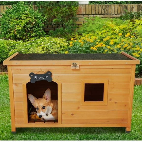 Front Row   Front Row Foldable Dog House, Natural Wood