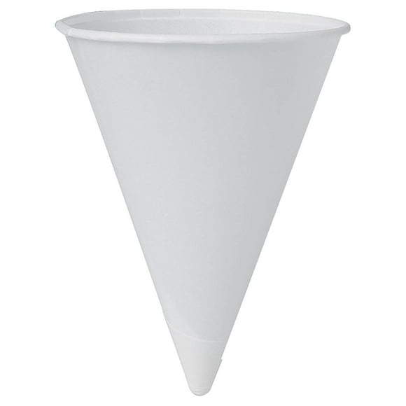 Solo 4R-2050 Bare Eco-Forward Treated Paper Cone Water Cup, Rolled Rim, 4 oz. Capacity, 2.7" x 3.3", White Case of 5,000