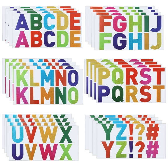 Uxcell Letter Stickers 2.5", Self Adhesive Vinyl Large Alphabet Number Stickers, Flash Colorful 240 Pcs/ 24 Sheets