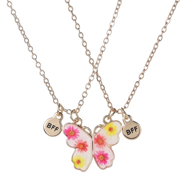 Collares para 2 corazones divididos, mejores amigos para siempre, arcoíris, cola de sirena, colgante de mariposa, collar de amistad, regalos para niñas, collares para mejores amigas ER