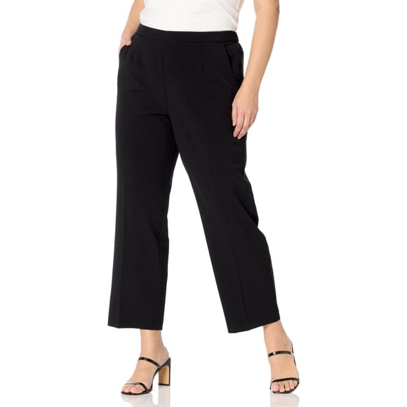 Briggs New York Womens Plus Size Pull On Average & Short Length Dress Pants, Black, 22 Plus