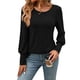 thumbnail image 2 of Camisas de Larga con Cuello Redondo para Mujer, Blusas de Otoño, Sudaderas Elegantes de Moda con Leggings Negro S, 2 of 9
