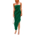 thumbnail image 1 of Vestido PRETTYGARDEN Elegante Largo Sin Tirantes con Volantes Verde Oscuro Talla L, 1 of 8