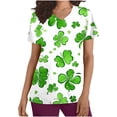 thumbnail image 2 of lcziwo Women's Stretch V Neck Medical Scrub Tops with Pockets St. Patrick's Day Fashion Print Scrubs Shirts 2025 Summer Short Sleeve Tshirts Multicolor M Sales of The Week, 2 of 6