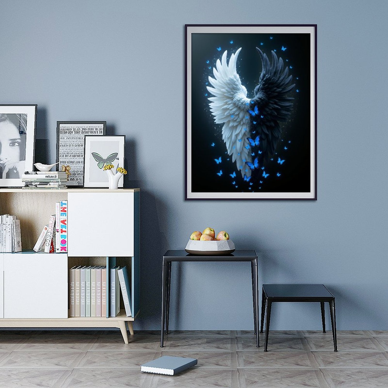 Diamond Art Kits for Adults - 5d Blue Butterflies Wings Contrast Diamond Painting for Adults, Diamond Art for Adults Beginners, Diamond Painting Kits for Adults for Home Wall Decor