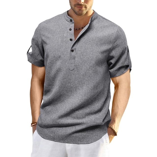 Tops para hombre, blusas y camisas de cuello redondo y manga corta para hombre, camisa informal de verano de manga corta de color liso para hombre, top/camisa de cuello redondo y manga corta, tops par