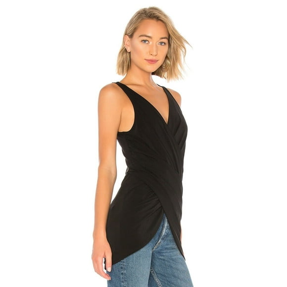 BCBGMAXAZRIA Sleeveless Wrap Front Tunic Top In Black Crisscross Size XS $188