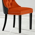 thumbnail image 5 of Velvet Dining Chairs Set of 2, Black Wooden Legs, Modern Tufted Velvet Upholstered Backrest with Nailhead Trim, Wing Back with Back Ring Pull, for Dining Room, Living Room, Office, 5 of 8