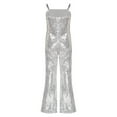 thumbnail image 2 of Doomiva Kids Girls Full Sequins Movies Star Dance Stage Performance Jumpsuit Modern Jazz Hiphop Bodysuit Dancewear Silver 10, 2 of 5