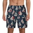 thumbnail image 3 of Uemuo Sailboat And Wave Pattern Mens Swim Trunks Quick Dry Board Shorts with Mesh Lining, Stretch Beach Shorts Quick Dry No-Chafing Board Shorts-Large, 3 of 9