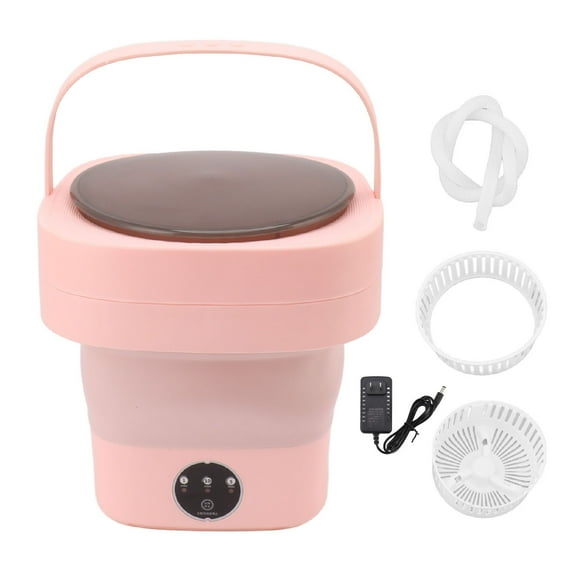 6.5L Washing Machine Simulated Hand Washing Foldable Washer Portable Folding Washer for Underwear Socks US Plug 100‑240V Pink