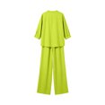 thumbnail image 5 of BRELIL Women Plus Size V Neck 3/4 Sleeve Shirt Wide Leg Pants Two Piece Set Solid Boho Lounge Casual Loose Outfits Travel Vacation, Green 3XL, 5 of 7