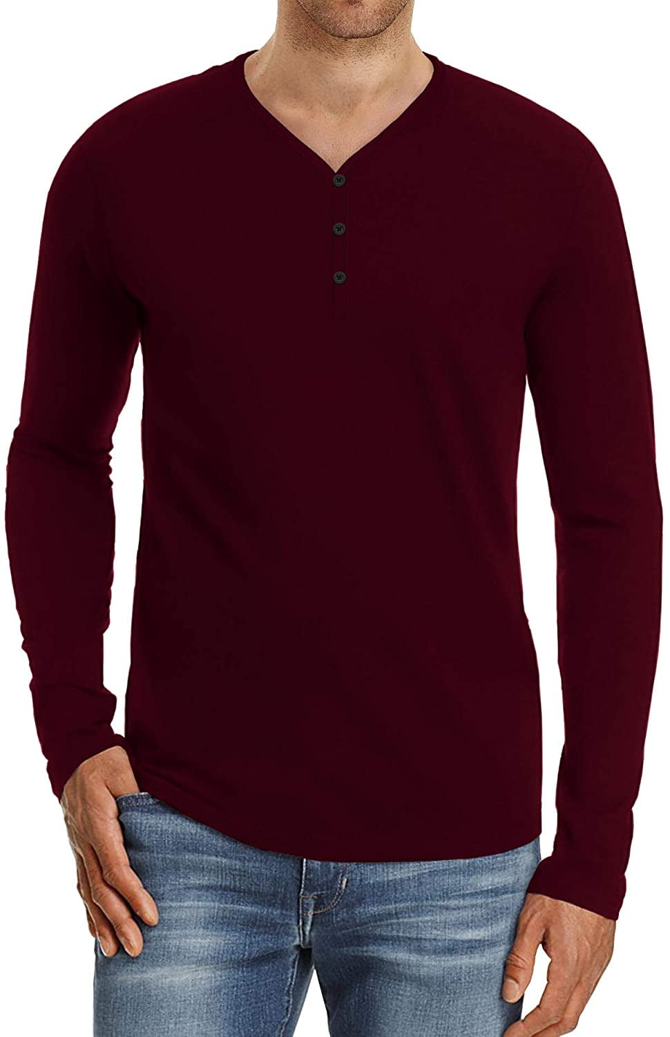 red henley shirt mens