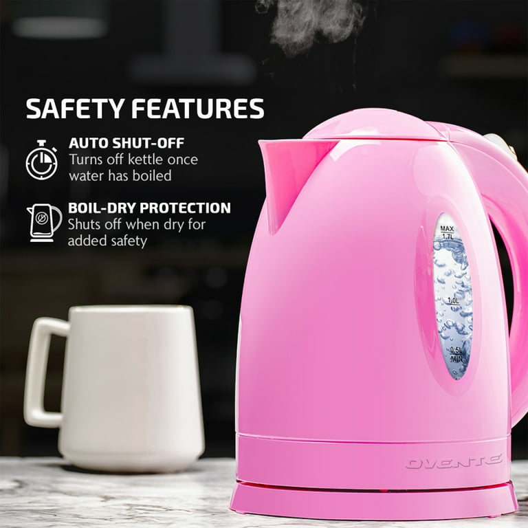 Ovente 1.7L Electric Hot Water Kettle ,Pink