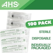 5mL Luer Lock Syringe (100 Pack), Sterile, Individually Wrapped, Syringes for Liquid, Scientific Labs, Feeding Syringes for Pets, Measurement, Medicine, Dispensing, Oral, Clear