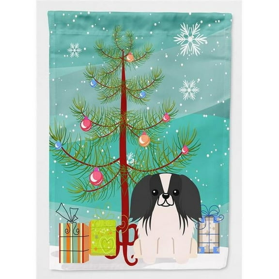 Caroline's Treasures BB4230GF Merry Christmas Tree Pekingnese Black White Flag Garden Size , Small, multicolor
