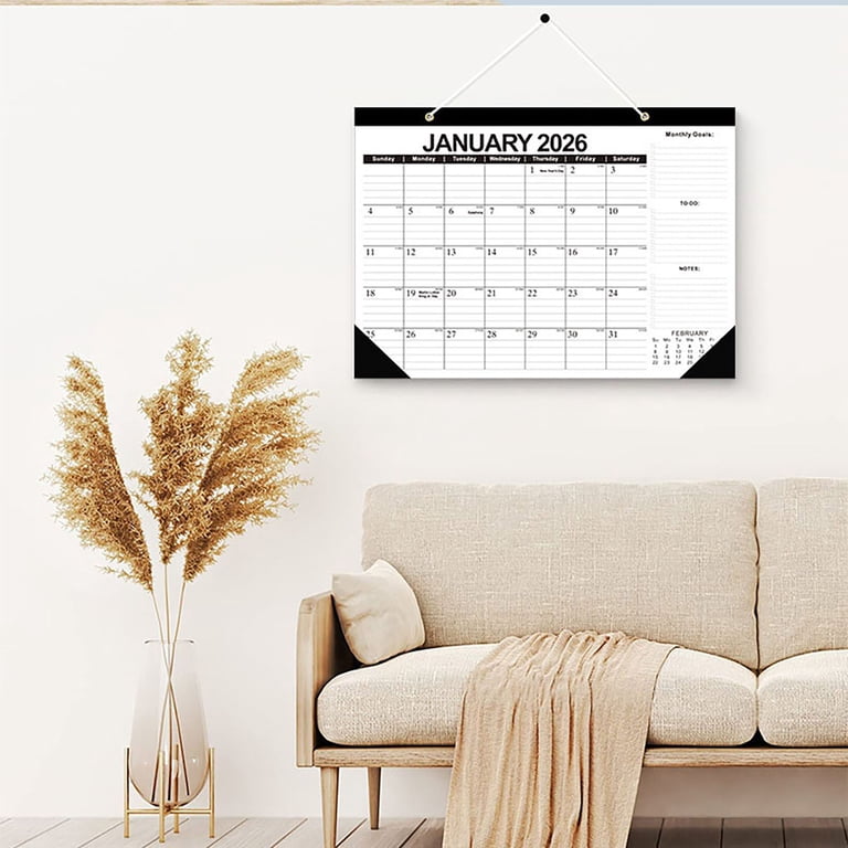 Calendario Murale 12 Mesi 2026 - Organizzatore Annuale 74,2x29,2 Cm, Con Griglie Per Pianificazione E Tracciamento Obiettivi