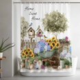 thumbnail image 5 of Spring Flowers Shower Curtain Set, Waterproof Shower Curtains for Bathroom, Farmhouse Garden Hydrangea Sunflowers Bunny Washable Fabric Bath Curtain for Bathtub Decoration with Hooks 60x72 Inches, 5 of 9