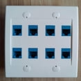 thumbnail image 2 of Ethernet Wall Plate 8 Port - Double Cat6 Rj45 Network Cable Faceplate Female To Female - Blue, 2 of 5