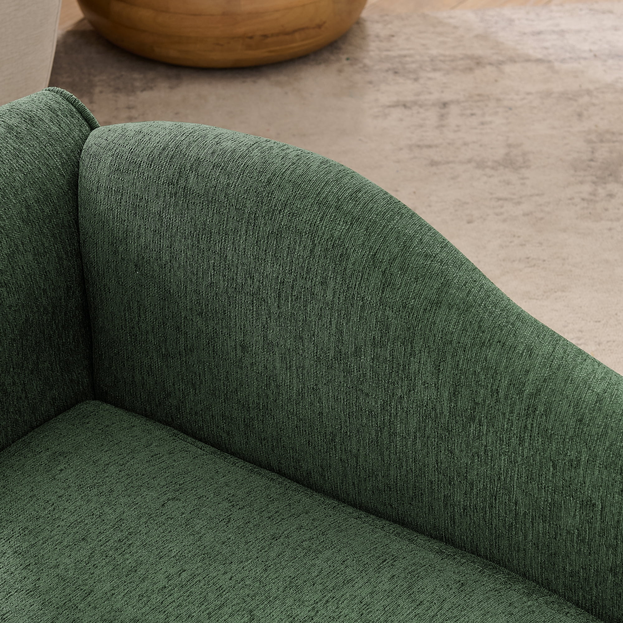 Oversized Pet Sofa for Medium Large Dogs, Modern Irregular Wave Backrest, Single Armrest, Premium Breathable Linen Fabric, Soft Cushion & Low Plastic Feet, Olive Green