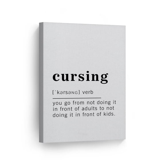 Smile Art Design Funny Verb Noun Dictionary Definition of Cursing Canvas Print Inspirational Quote Sign Office Living Room Bedroom Bathroom Wall Decor Wall Art Home Decor Made in USA 40x30