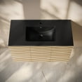 thumbnail image 4 of Cascade 36" Wall-Mounted Bathroom Vanity in Natural Oak with Black Sink Top, 4 of 6