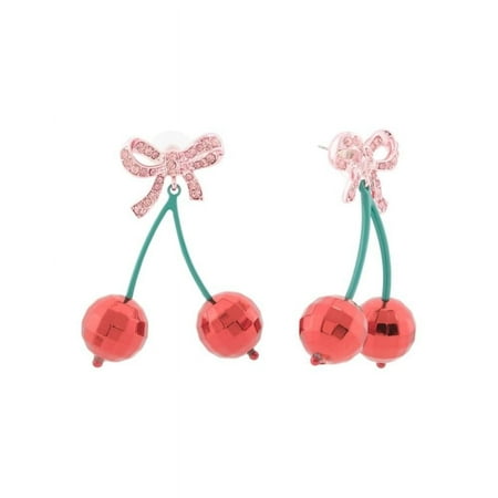 Betsey Johnson Disco Cherries Cherry Bow Bows Earrings
