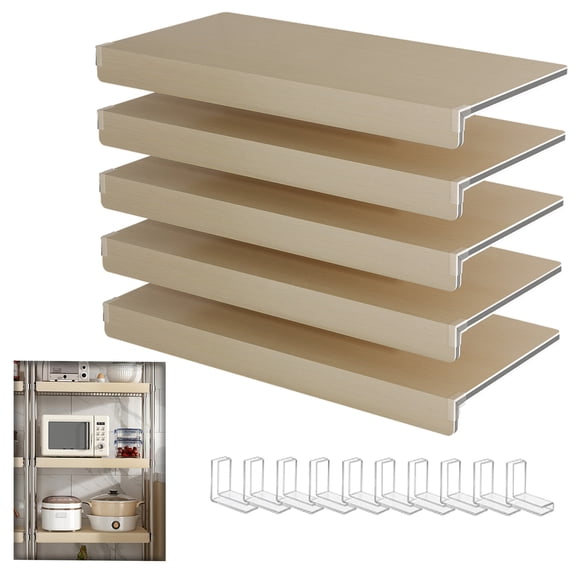 JERFIT 24 Inch Wire Shelf Covers, 5-Pack Oak Wood Grain PVC Closet Organizer Panels for Kitchen Pantry Cabinet Bathroom Shelving Decoration