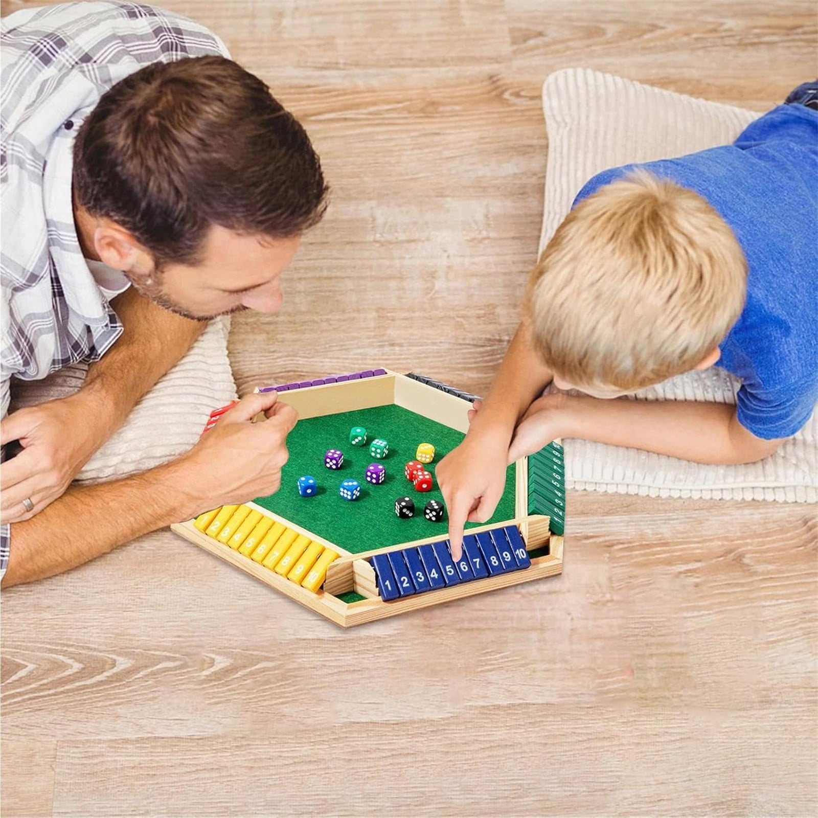 Shut The Box Dice Game for 6 Players - Green Folding Board, Fast-Paced Family Game Night for All Ages