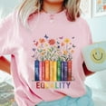thumbnail image 3 of Colorful Floral Book Stack T-Shirt – Rainbow Book Lover Graphic Tee with Uplifting Design, Unisex Casual Reading Shirt, 3 of 7