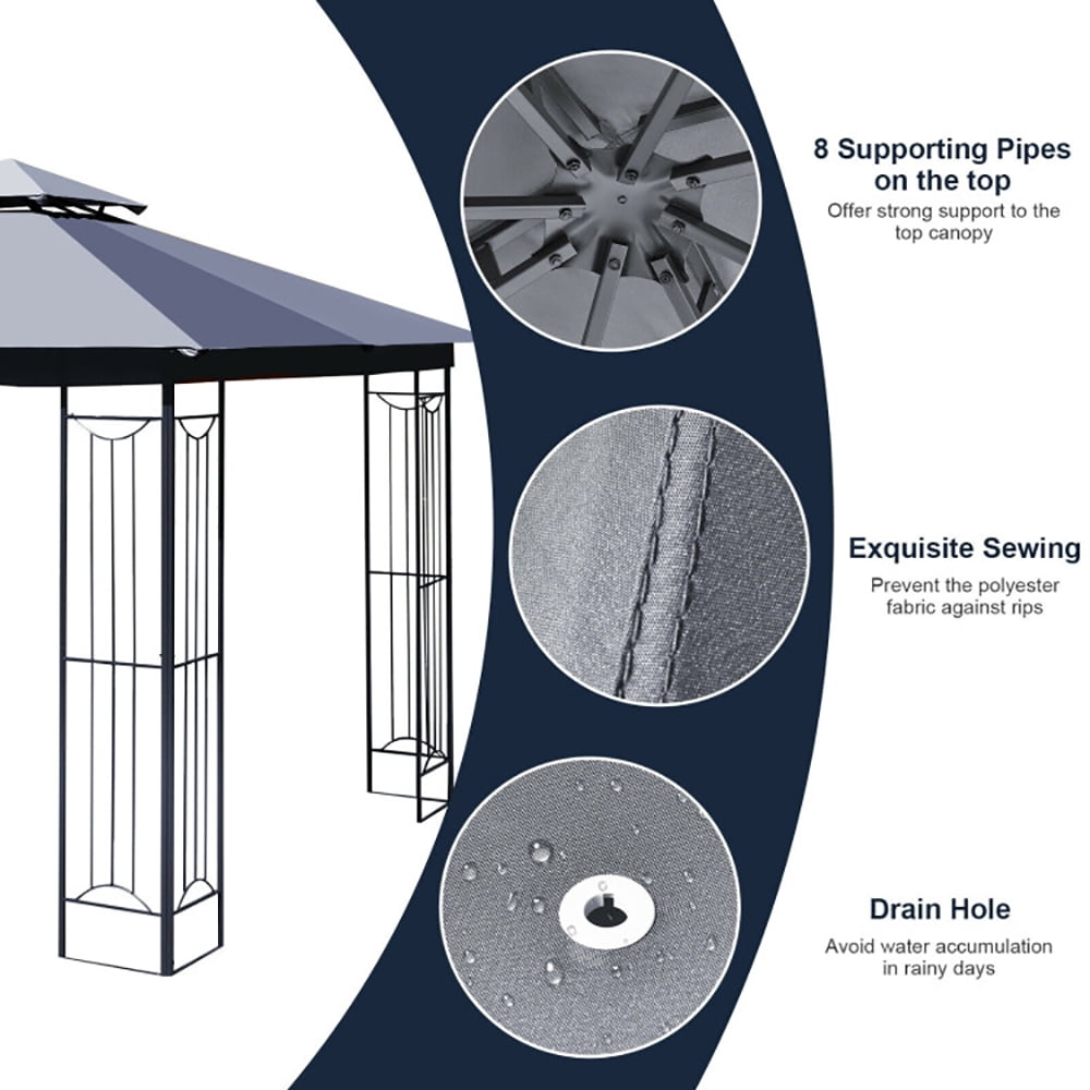 Aimee Lii 10 x 10 Feet L-Shaped Patio Canopy Gazebo Outdoor 2-Tier Steel Tent, Backyard Canopy Gazebo for Party Wedding BBQ Events, Gray Aimee Lii 10 x 10 Feet L-Shaped Patio Canopy Gazebo Outdoor 2-Tier Steel Tent, Backyard Canopy Gazebo for Party Wedding BBQ Events, Gray