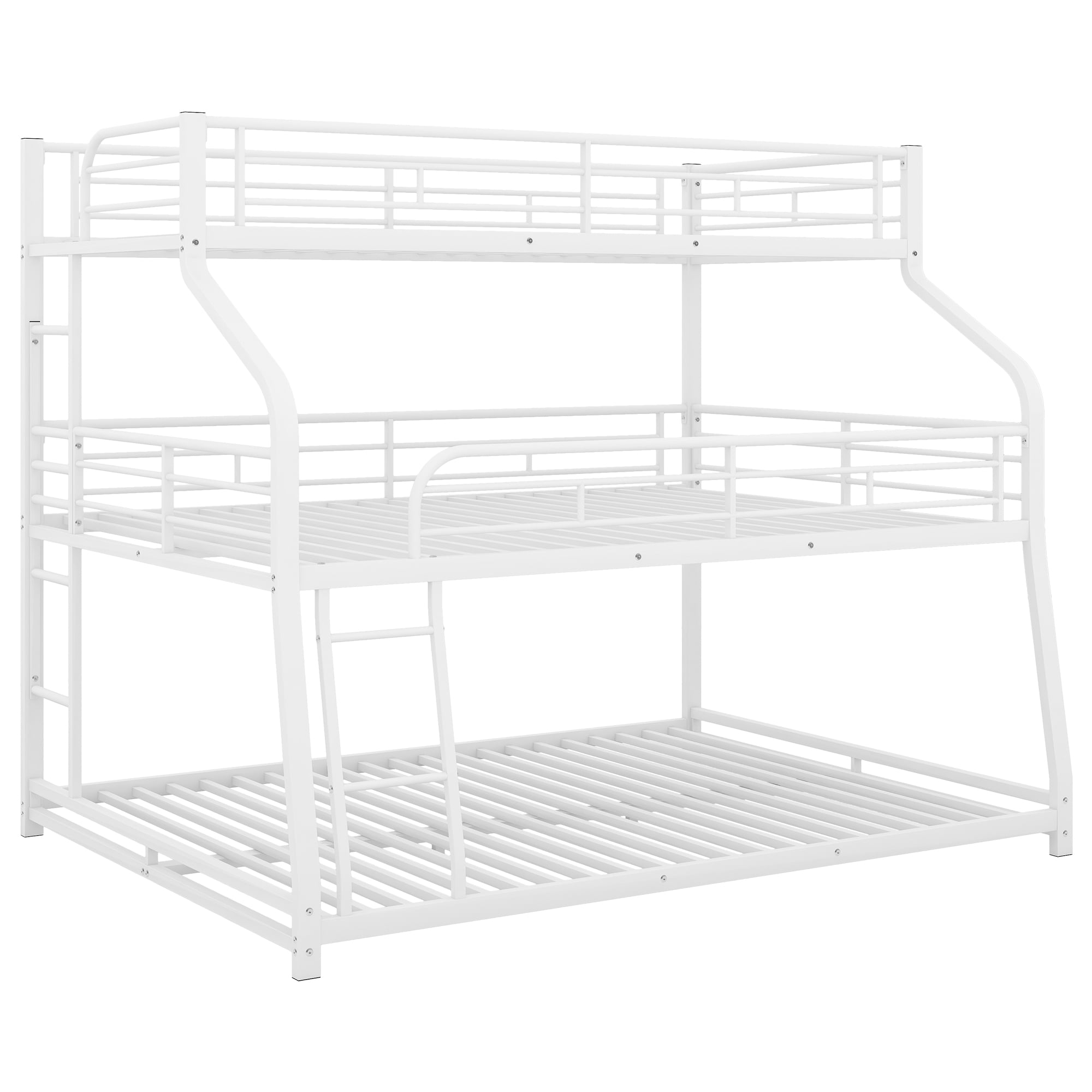 Euroco Metal Triple Bunk Bed, Twin-XL over Full-XL over Queen Size for Kids and Adults Room, White