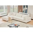 thumbnail image 4 of Sally Corduroy Polyester Upholstered Sectional Sofa 3 Seats W/ Ottoman White, 4 of 10