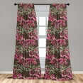 thumbnail image 2 of Tropical Window Curtains, Leaves with Pinkish Flowers Watercolor Style Vintage Ornament, Lightweight Decor 2-Panel Set with Rod Pocket, Pair of - 28"x95", Mauve Taupe and Olive Green, by Ambesonne, 2 of 3