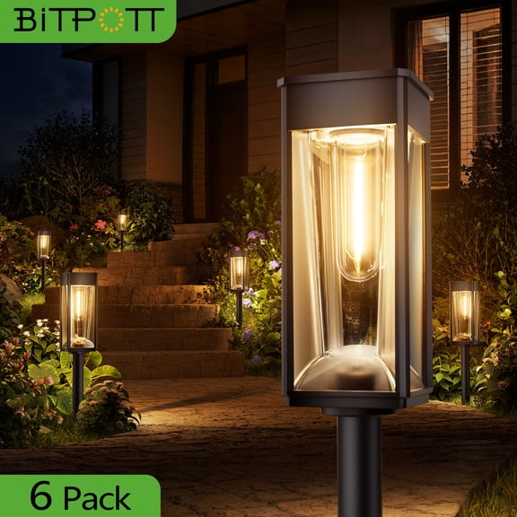 BITPOTT Solar Pathway Lights 2-in-1 Warm&Cool, 6 Pack Bright Solar Lights Outdoor Waterproof IP65, Auto On/Off, Long Lasting Outdoor Light for Yard Patio Garden