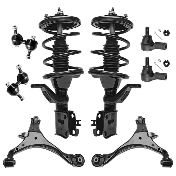 Detroit Axle - 8pc Front End Suspension Kit for 2002-2004 Acura RSX, Struts and Coil Spring Lower Control Arms w/Ball Joint Sway Bar Links Outer Tie Rod Ends 2003 Replacement