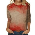 thumbnail image 2 of Fartey 2024 Halloween Shirts for Women Slim Fit 3/4 Length Sleeve Tops Horror Bloody Printed Casual Loose Crewneck Pullover Blouses, 2 of 5