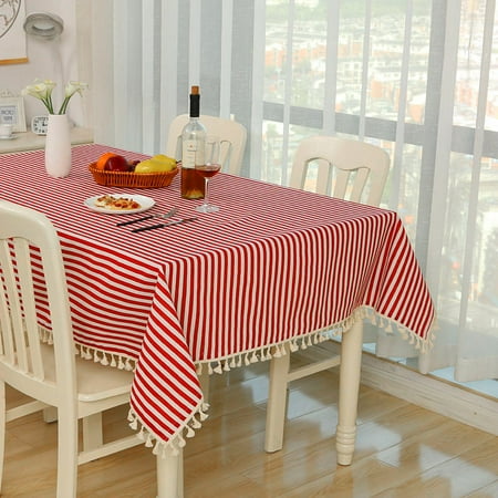

Bhxteng New Linen Rectangle Tablecloth Tassels Rectangular Table Cloth Cover for Party Wedding Home Decoration