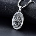 thumbnail image 2 of SOULMEET 925 Sterling Silver St Michael Oval Round Medal Archangel Cross Necklace with 22”+2” Chain, 2 of 6