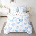 thumbnail image 3 of Manfei Watercolor Loves Pattern 7pcs Bedding Comforter Set,Kawaii Heart Print Queen Bedding Sets,Gradient White Blue Queen Sheet Sets For Girls Kids,Super Cozy Room Decor Reversible, 3 of 9