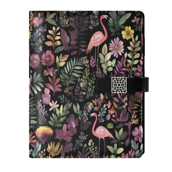 Premium Faux Leather Notebook - Refillable, Multi-Functional Organizer, 23.3x17cm, All-Season Use,Flamingo Pattern